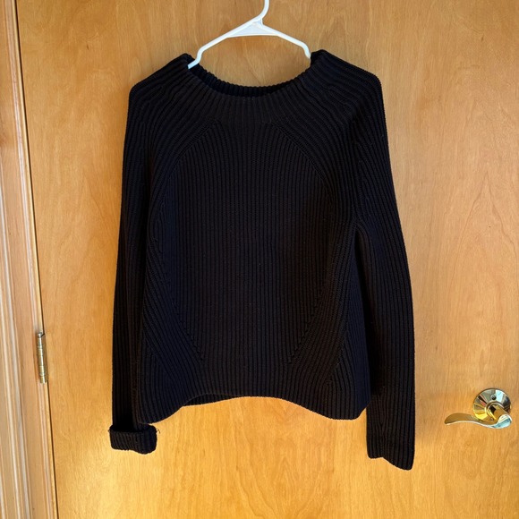 Athleta Sweaters - Athleta Black Ribbed Knit Sweater Pullover Crew Neck Long Sleeve‎ Women's Size M